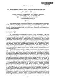 Current Status of Spallation Product Data. Nuclear Engineering View-Point