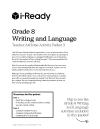 Grade 8 Writing and Language Teacher At-Home Activity Packet 3