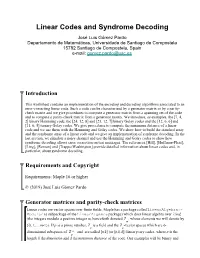Linear Codes and Syndrome Decoding