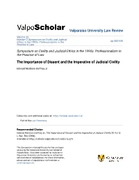 The Importance of Dissent and the Imperative of Judicial Civility