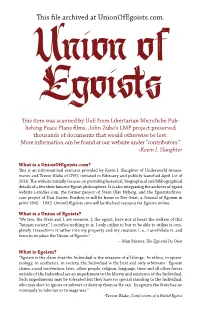 Union of Egoists Egoists