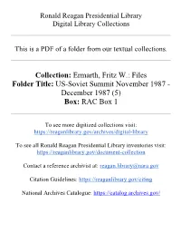 US-Soviet Summit November-December 1987