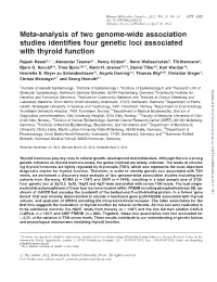 Meta-Analysis of Two Genome-Wide Association Studies Identifies Four Genetic Loci Associated with Thyroid Function