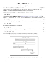 MTU and MSS Tutorial