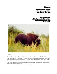 Muskox Management Report Alaska Dept of Fish and Game Wildlife