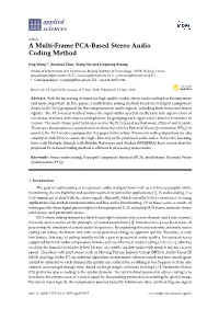 A Multi-Frame PCA-Based Stereo Audio Coding Method