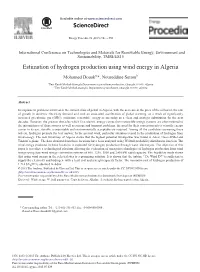 Estimation of Hydrogen Production Using Wind Energy in Algeria