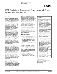 IBM Workplace Dashboard Framework V2.6 and Workplace Dashboards