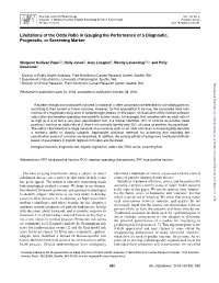Limitations of the Odds Ratio in Gauging the Performance of a Diagnostic, Prognostic, Or Screening Marker