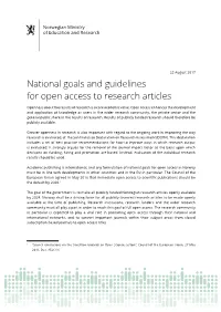 National Goals and Guidelines for Open Access to Research Articles