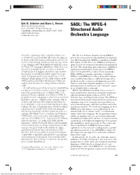 SAOL: the MPEG-4 Structured Audio Orchestra Language