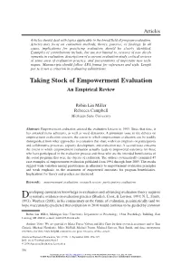 Taking Stock of Empowerment Evaluation: an Empirical Review