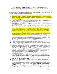 AA Ball Special Rules 2020