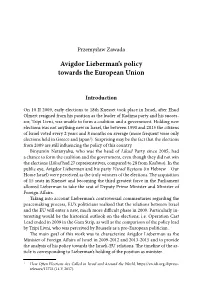 Avigdor Lieberman's Policy Towards the European Union