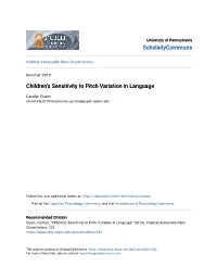 Children's Sensitivity to Pitch Variation in Language