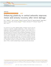 Enhancing Plasticity in Central Networks Improves Motor and Sensory Recovery After Nerve Damage