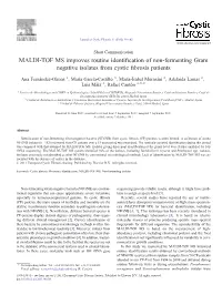 MALDI-TOF MS Improves Routine Identification of Non-Fermenting