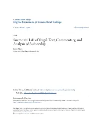 Suetoniusâ•Ž Life of Vergil: Text, Commentary, and Analysis Of