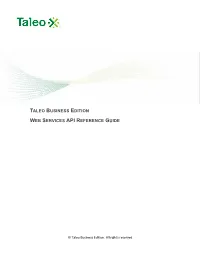 Taleo Business Edition Web Services Api Reference Guide