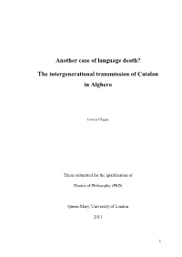Another Case of Language Death? the Intergenerational Transmission Of
