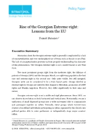 Rise of the Georgian Extreme-Right: Lessons from the EU