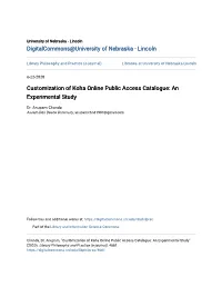 Customization of Koha Online Public Access Catalogue: an Experimental Study