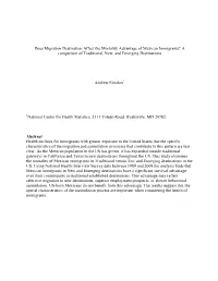 Does Migration Destination Affect the Mortality Advantage of Mexican Immigrants? a Comparison of Traditional, New, and Emerging Destinations