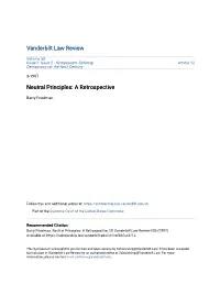 Neutral Principles: a Retrospective