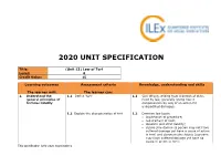 2020 Unit Specification