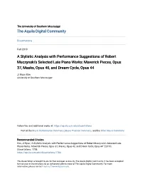 A Stylistic Analysis with Performance Suggestions of Robert Muczynski's
