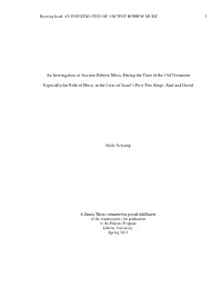 An Investigation of Ancient Hebrew Music During the Time of the Old Testament