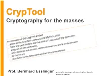 Bernhard Esslinger: Cryptool – Cryptography for the Masses