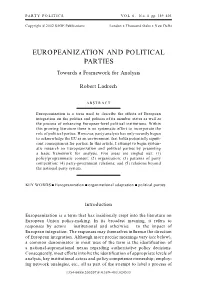 EUROPEANIZATION and POLITICAL PARTIES Towards a Framework for Analysis