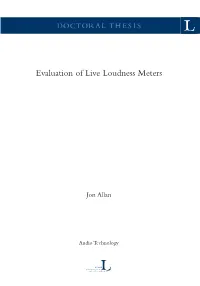 Evaluation of Live Loudness Meters ISBN 978-91-7790-297-3 (Pdf)