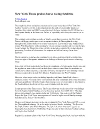 New York Times Probes Horse Racing Fatalities by Ray Paulick Paulickreport.Com