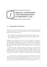 Possession and Dispossession in Property Law on Another Person’S Property (We Call It a Restrictive Covenant Or a Servitude)