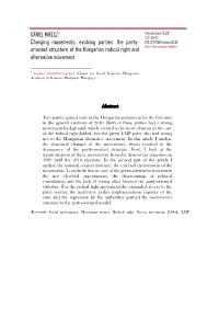 The Party-Oriented Structure of the Hungarian Radical Rightist and Alternative Movement