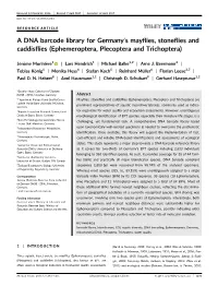 A DNA Barcode Library for Germany0s Mayflies, Stoneflies and Caddisflies (Ephemeroptera, Plecoptera and Trichoptera)