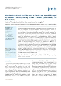And Myeolchi-Jeotgal by 16S Rrna Gene Sequencing, MALDI-TOF