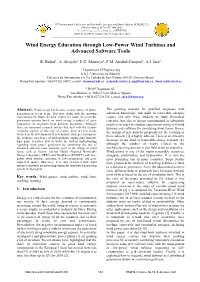 Wind Energy Education Through Low-Power Wind Turbines and Advanced Software Tools