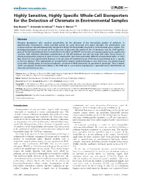 Highly Sensitive, Highly Specific Whole-Cell Bioreporters for the Detection of Chromate in Environmental Samples