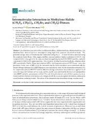Intermolecular Interaction in Methylene Halide (CH2F2, Ch2cl2, Ch2br2 and CH2I2) Dimers