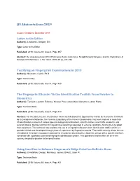 JFI Abstracts from 2019