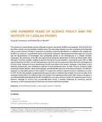 One Hundred Years of Science Policy and the Institute of Catalan Studies