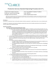 Production Services Standard Operating Procedure (S.O.P.)