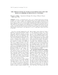 The Implications of Intraguild Predation for the Role of Spiders in Biological Control