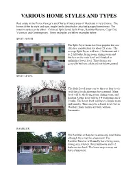 Various Home Styles and Types