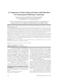 A Comparison of Pain Scales in Patients with Disorders Of