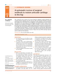 A Systematic Review of Surgical Methods to Restore Articular Cartilage in the Hip