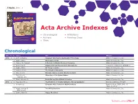 Acta Archive Indexes Directory